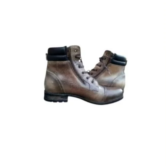 42 Taos Capstone Tobacco Brown Leather Ankle Combat Moto Lace Boot Women 11 11.5 - Picture 5 of 15